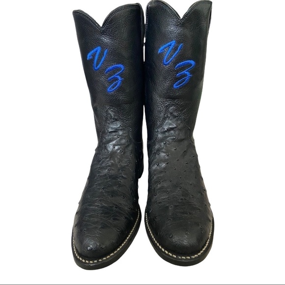 Justin Boots Shoes - Justin Black Full Quill Ostrich Roper Boots Size 7.5B